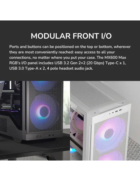 Cougar MX600 Max RGB White: ATX 2x200 mm USB-C 20G