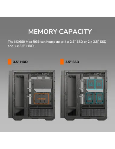 Cougar MX600 Max RGB Black: Semitorre ATX 2x200 mm USB-C 20G
