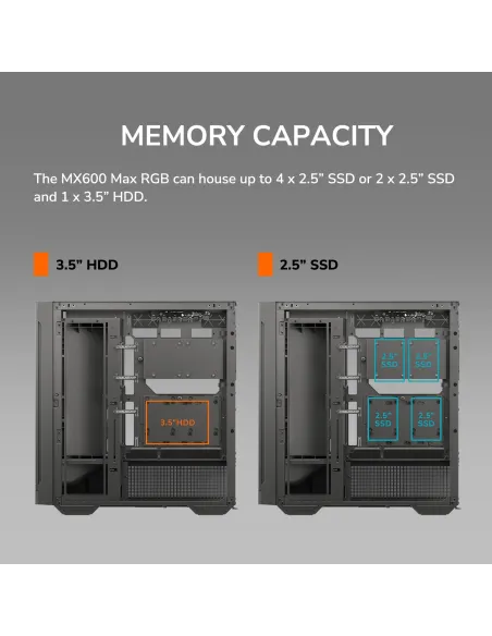 Cougar MX600 Max RGB Black: Semitorre ATX 2x200 mm USB-C 20G