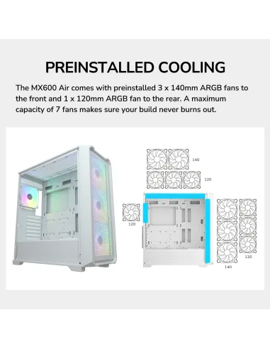 Cougar MX600 Air White: E-ATX airflow ARGB GPU 400 mm