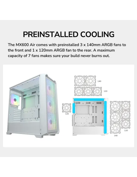 Cougar MX600 Air White: E-ATX airflow ARGB GPU 400 mm