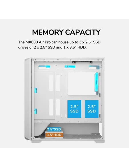 COUGAR MX600 Air Pro White: E-ATX 6 ventiladores ARGB