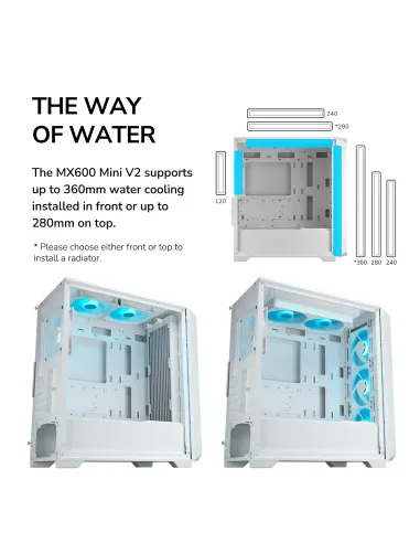 COUGAR MX600 Mini V2 White Micro-ATX ARGB y GPU hasta 360 mm