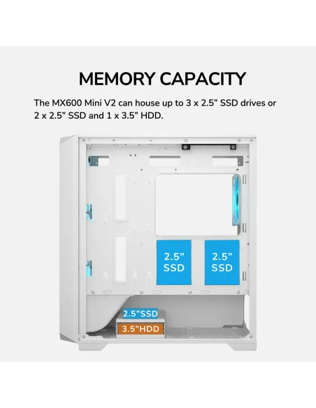 COUGAR MX600 Mini V2 White Micro-ATX ARGB y GPU hasta 360 mm