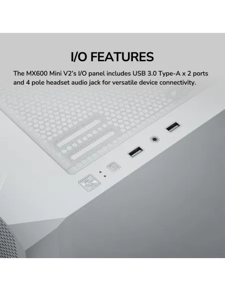 COUGAR MX600 Mini V2 White Micro-ATX ARGB y GPU hasta 360 mm