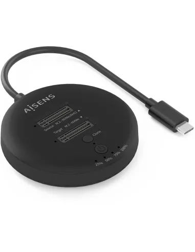 AISENS ASDS-2M2N05-BK Dock M.2 NVMe doble bahía USB 3.2 Gen2x2 de 20Gbps, clonación sin PC, ABS, Negro