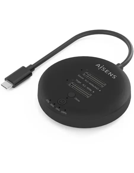 Dock NVMe AISENS ASDS-2M2N05-BK doble bahía USB-C 20 Gbps