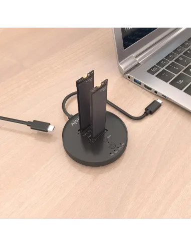 Dock NVMe AISENS ASDS-2M2N05-BK doble bahía USB-C 20 Gbps