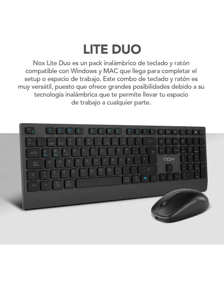 NOX Lite Duo: combo inalámbrico recargable ES
