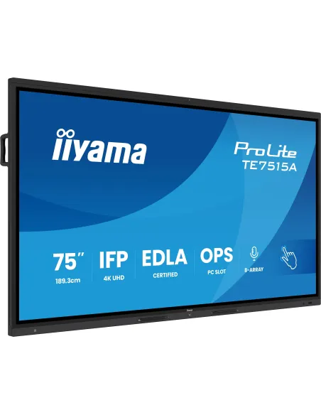 iiyama ProLite TE7515A-B2AG Pantalla Táctil Multipunto 4K UHD IPS 24/7 Android 14 Certificación Google EDLA Negro