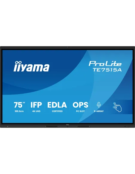 iiyama ProLite TE7515A-B2AG Pantalla Táctil Multipunto 4K UHD IPS 24/7 Android 14 Certificación Google EDLA Negro