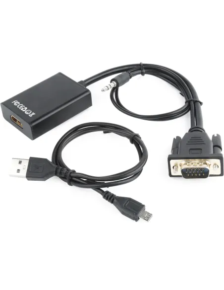 Gembird A-VGA-HDMI-01 Adaptador de Imagen VGA a HDMI/Jack 3.5mm Full HD 15 cm Negro