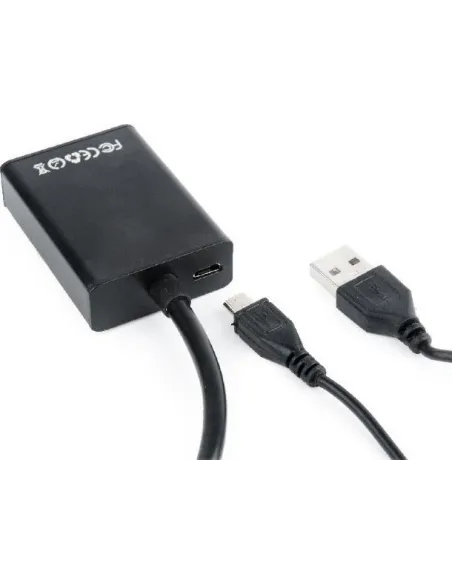 Gembird A-VGA-HDMI-01 Adaptador de Imagen VGA a HDMI/Jack 3.5mm Full HD 15 cm Negro