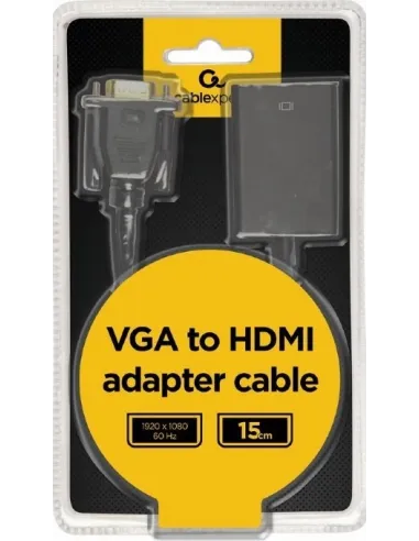 Gembird A-VGA-HDMI-01 Adaptador de Imagen VGA a HDMI/Jack 3.5mm Full HD 15 cm Negro