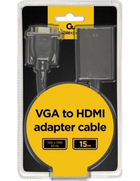 Gembird A-VGA-HDMI-01 Adaptador de Imagen VGA a HDMI/Jack 3.5mm Full HD 15 cm Negro