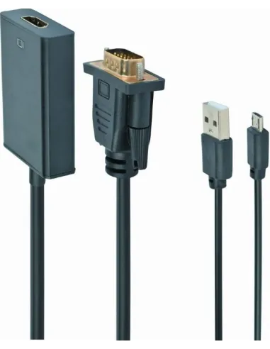 Gembird A-VGA-HDMI-01 Adaptador de Imagen VGA a HDMI/Jack 3.5mm Full HD 15 cm Negro