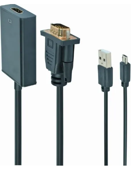 Gembird A-VGA-HDMI-01 Adaptador de Imagen VGA a HDMI/Jack 3.5mm Full HD 15 cm Negro