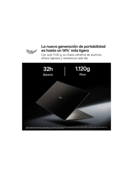 Portátil LG gram 14Z95U-G.AU85BN de 14" , 32GB y 1,12 kg