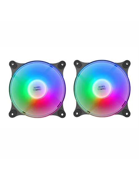 Mars Gaming MFDUO Pack 2 Ventiladores Suplementarios FRGB Rainbow 120mm Negros