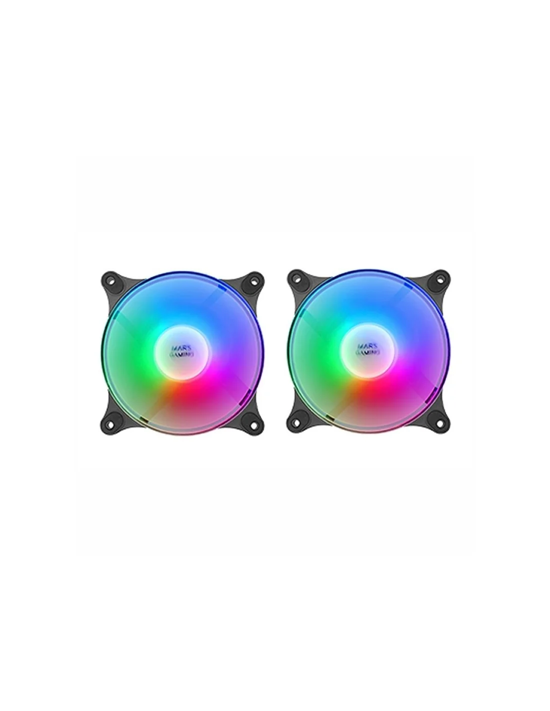 Mars Gaming MFDUO Pack 2 Ventiladores Suplementarios FRGB Rainbow 120mm Negros