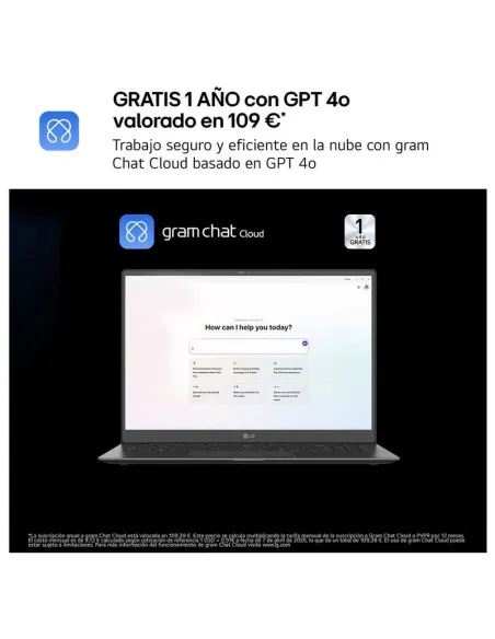 Portátil LG Gram Pro 16Z90TS-G.AU99BN de 16" WQXGA y Wi-Fi 7