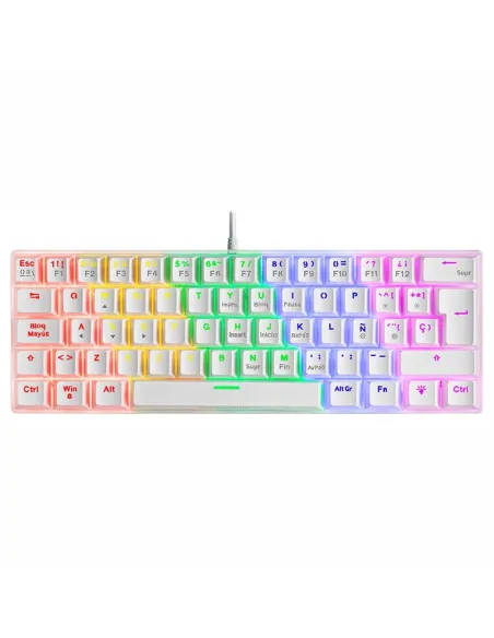 Mars Gaming MK60 Teclado Mecánico Blanco FRGB Switch Rojo Layout Español