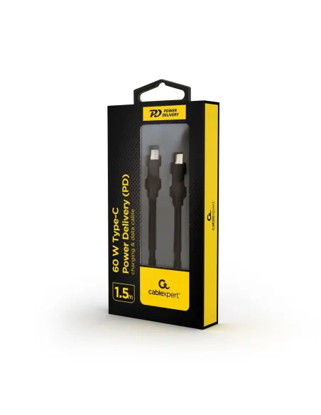 Gembird CC-USB2-CMCM60-1.5M Cable USB-C a USB-C PD 60 W 1,5 m Negro