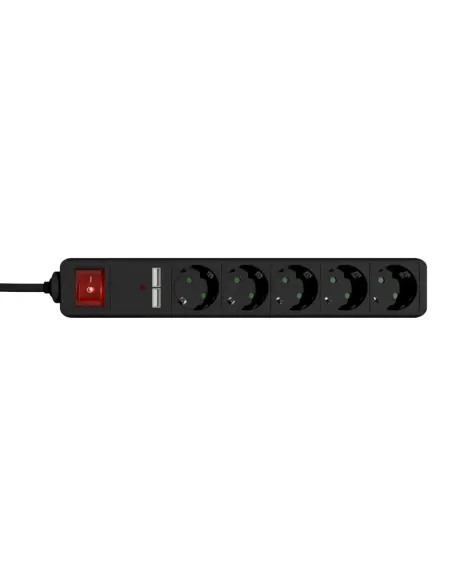 Gembird SPG5-U2-5-02: regleta 5 tomas y 2 USB negra