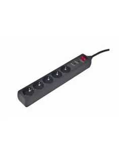 Gembird SPG5-C-5 Regleta de 5 tomas Tipo F 1,5m Protección Sobretensiones 16A Negro-AELREG0130