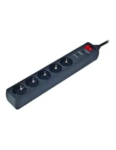 Gembird SPG5-C-10 Regleta Protectora de Sobretensión 5 Tomas Schuko con Interruptor 3m Negra-AELREG0131