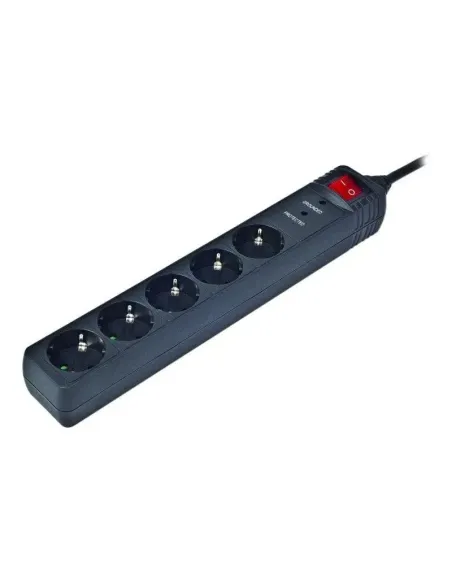 Gembird SPG5-C-10 Regleta Protectora de Sobretensión 5 Tomas Schuko con Interruptor 3m Negra