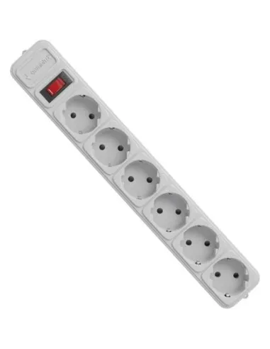 Gembird SPG6-B-6C Regleta Protectora de Sobretensión 6 Tomas Schuko con Interruptor 1.8m Blanca