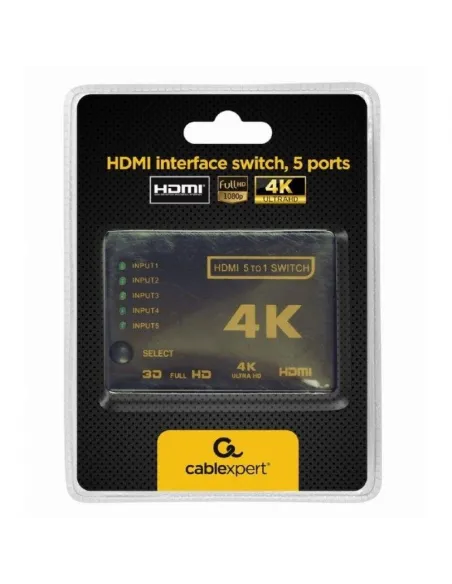 Gembird DSW-HDMI-53: switch HDMI 5 entradas 1 salida