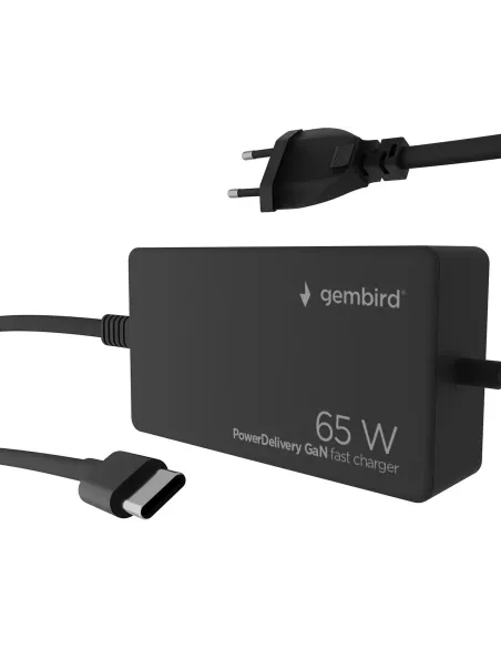 Gembird NPA-AC-PDQC65-01: cargador USB-C GaN 65W PD