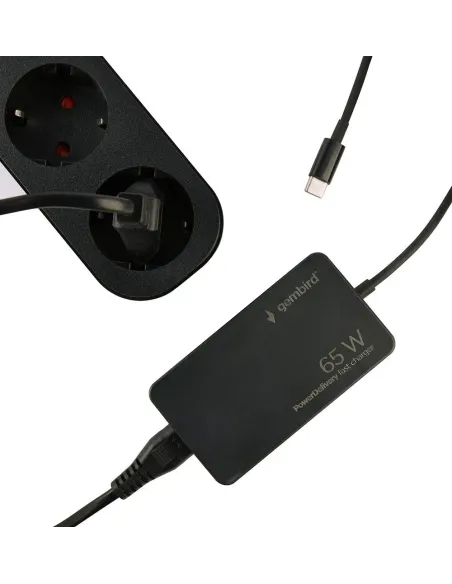 Gembird NPA-AC-PDQC65-01: cargador USB-C GaN 65W PD