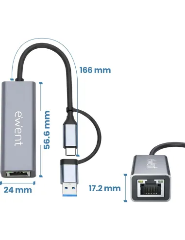 Ewent EW9819: adaptador USB-C Ethernet Gigabit RJ-45