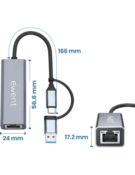 Ewent EW9819: adaptador USB-C Ethernet Gigabit RJ-45