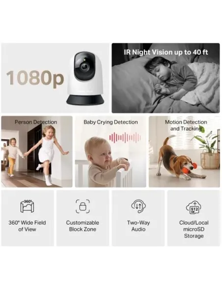 Mercusys MC200 cámara Wi-Fi interior 360 Full HD negra