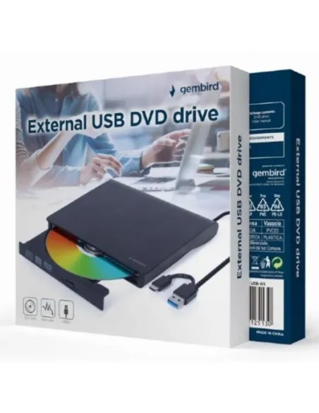 Gembird DVD-USB-031: grabadora DVD externa USB-C negra