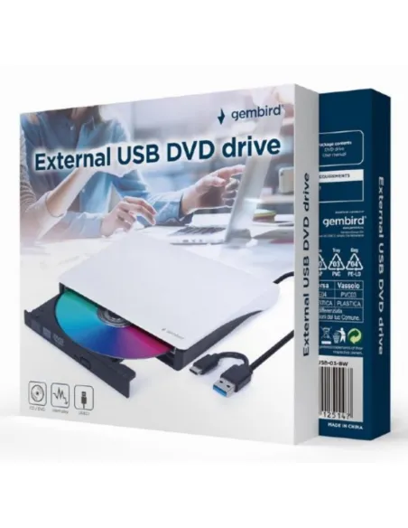 Gembird DVD-USB-031-BW: grabadora DVD USB-C en color blanco
