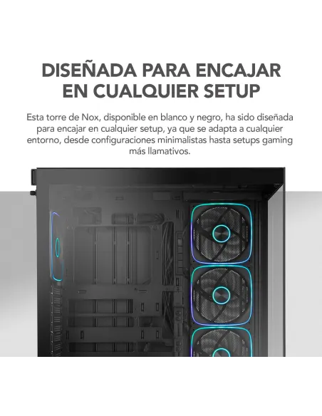 Torre Nox Hummer Blade Negro con 5 ventiladores ARGB 140 mm