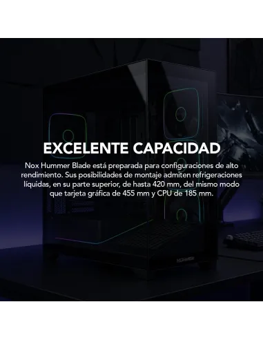 Torre Nox Hummer Blade Negro con 5 ventiladores ARGB 140 mm