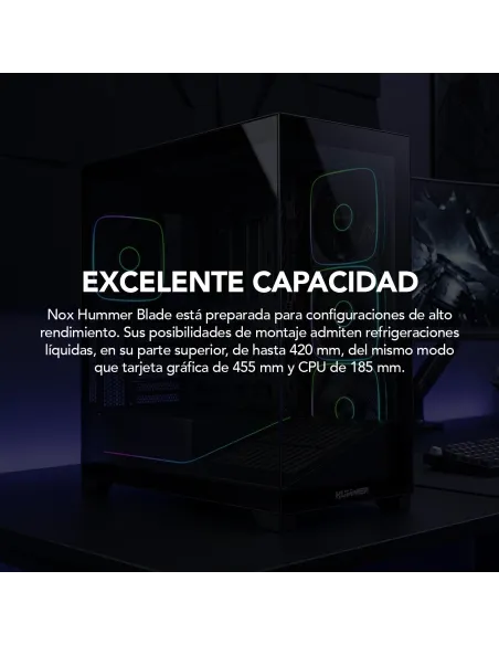 Torre Nox Hummer Blade Negro con 5 ventiladores ARGB 140 mm