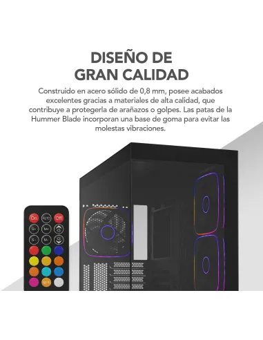 Torre Nox Hummer Blade Negro con 5 ventiladores ARGB 140 mm