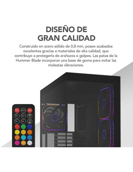 Torre Nox Hummer Blade Negro con 5 ventiladores ARGB 140 mm