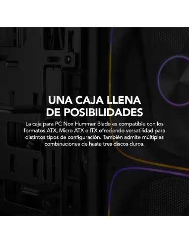 Torre Nox Hummer Blade Negro con 5 ventiladores ARGB 140 mm