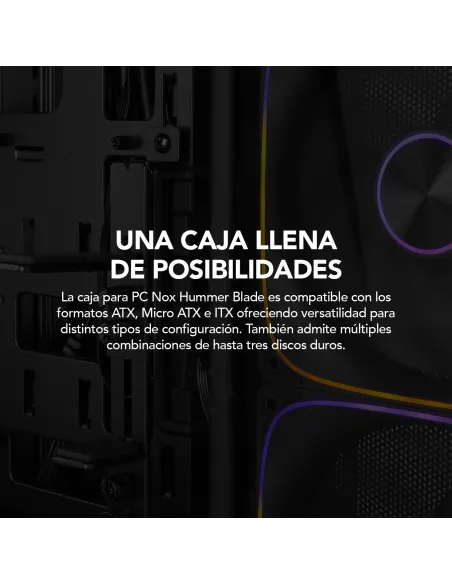 Torre Nox Hummer Blade Negro con 5 ventiladores ARGB 140 mm