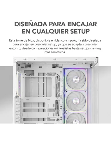 Torre Nox Hummer Blade Blanco con 5 ventiladores ARGB 140 mm