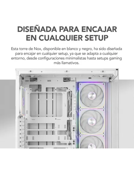 Torre Nox Hummer Blade Blanco con 5 ventiladores ARGB 140 mm
