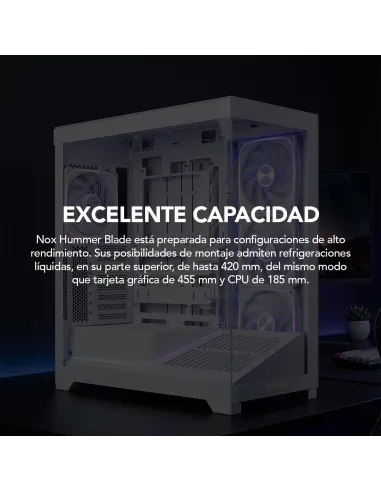 Torre Nox Hummer Blade Blanco con 5 ventiladores ARGB 140 mm